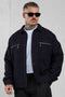 BLACKBERRY/OLIVE BOUCLÉ OVERSHIRT