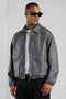 MARBLEGREY VEGAN LEATHER BOMBER JACKET