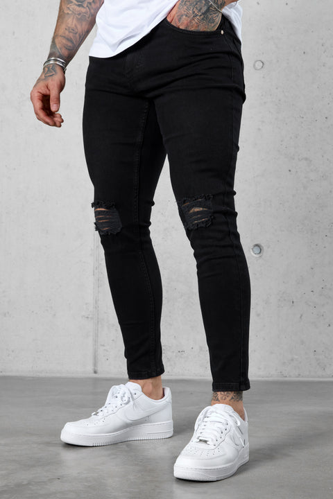 WASHED BLACK DESTROYED JEANS 5.0