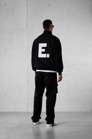 BLACK E. STATEMENT OVERSIZED HALFZIP SWEATER