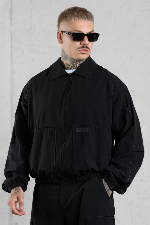 BLACK NYLON TRACKJACKET