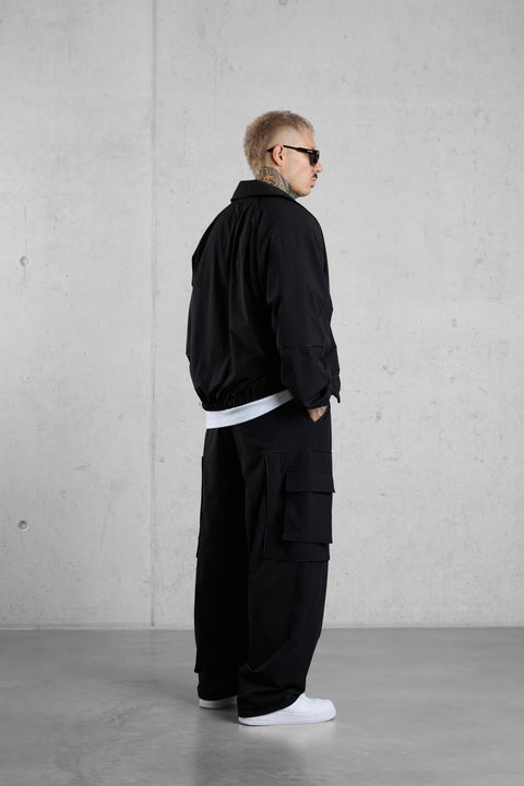 BLACK NYLON TRACKPANTS