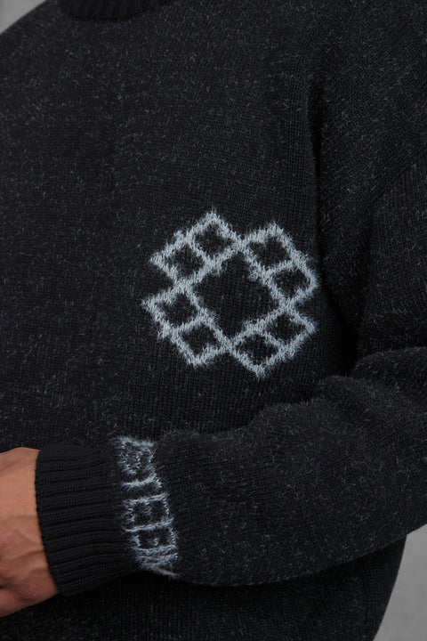 BLACK REVERSIBLE KNIT SWEATER
