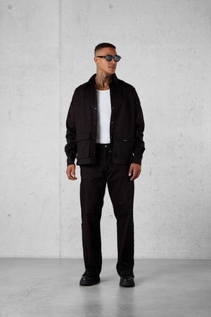 BLACK SLIT CHINO PANTS