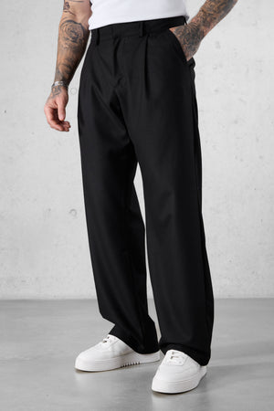 BLACK WIDE TAILORED PANTS