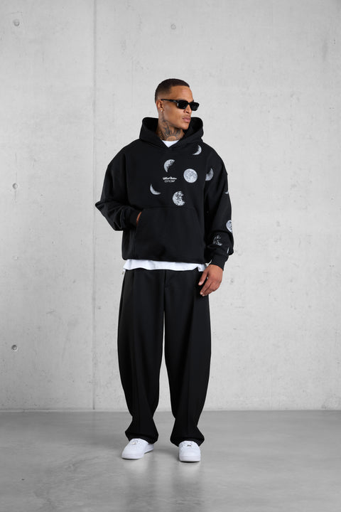 BLACK SILENT MOTION MOON OVERSIZED HOODIE
