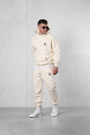 BEIGE EC LOGO OVERSIZED HOODIE