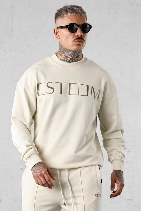 BEIGE LETTERING SWEATER
