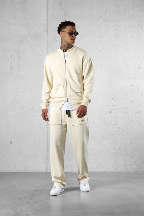 BEIGE SEAMS LOOSE SWEATPANTS
