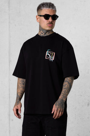 BLACK DECONSTRUCTED OVERSIZED TEE