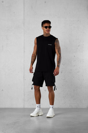 BLACK DISCREET OVERSIZED TANK TEE
