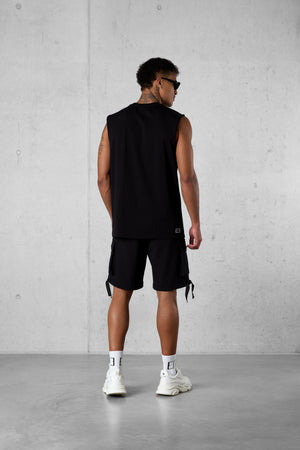 BLACK DISCREET OVERSIZED TANK TEE
