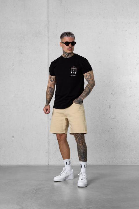 BLACK DOUBLE PALM LOGO TEE