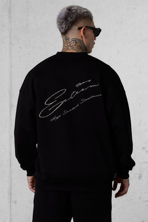 BLACK HIGH STANDARD SIGNATURE OVERSIZED SWEATER