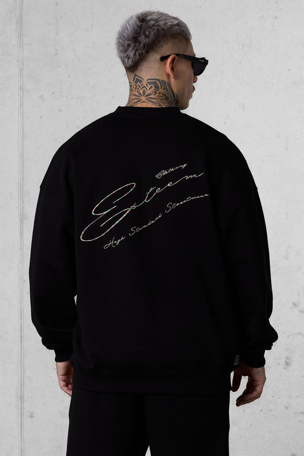 BLACK HIGH STANDARD SIGNATURE OVERSIZED SWEATER