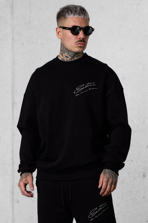 BLACK HIGH STANDARD SIGNATURE OVERSIZED SWEATER