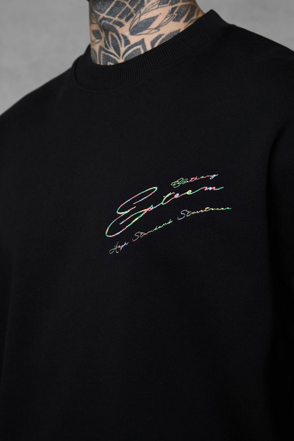 BLACK HIGH STANDARD SIGNATURE OVERSIZED SWEATER