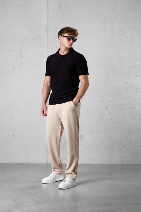 BLACK KNIT POLOSHIRT