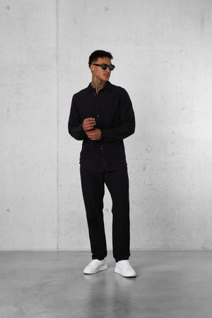 BLACK LINEN SHIRT