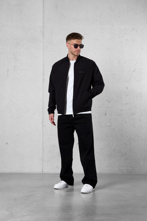 BLACK NYLON BOMBER JACKET