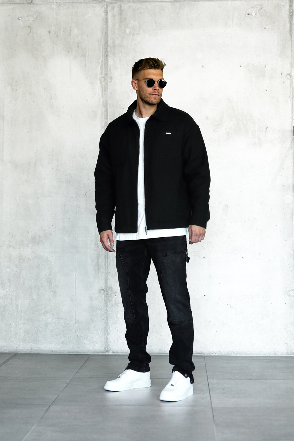 BLACK OVERSIZED FLANNEL JACKET