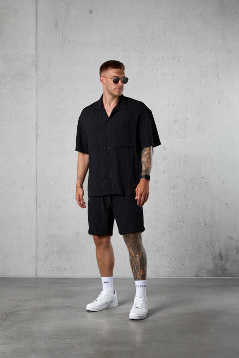 BLACK STRIPED SHORTS