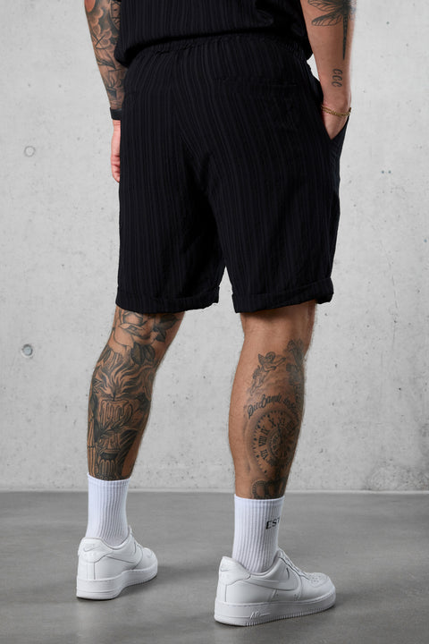 BLACK STRIPED SHORTS