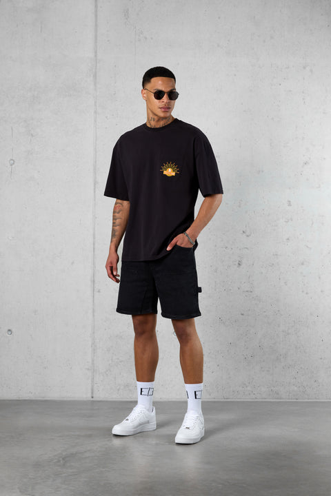 BLACK SUNSET POCKET OVERSIZED TEE