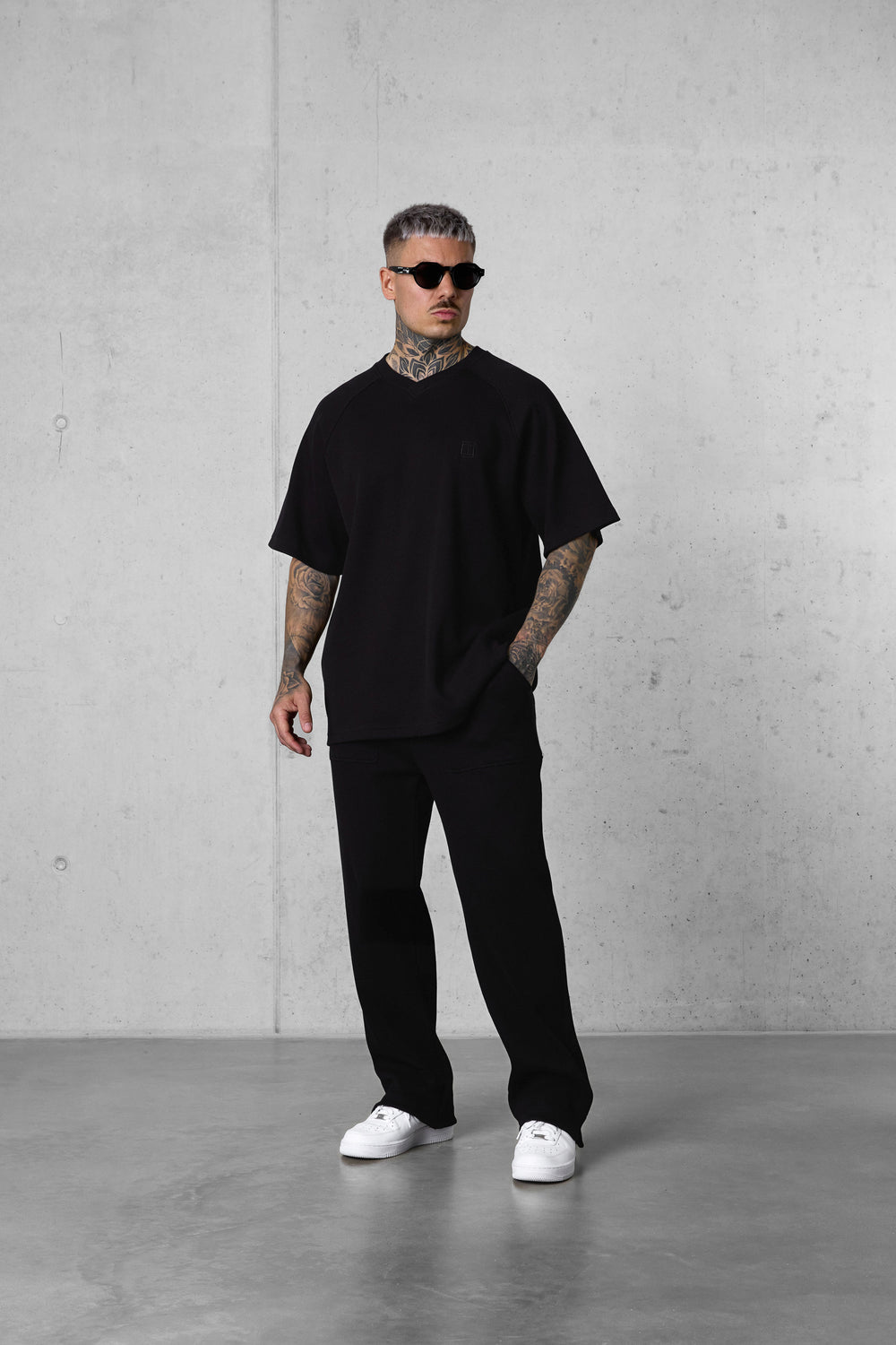 BLACK WAFFLE PANTS