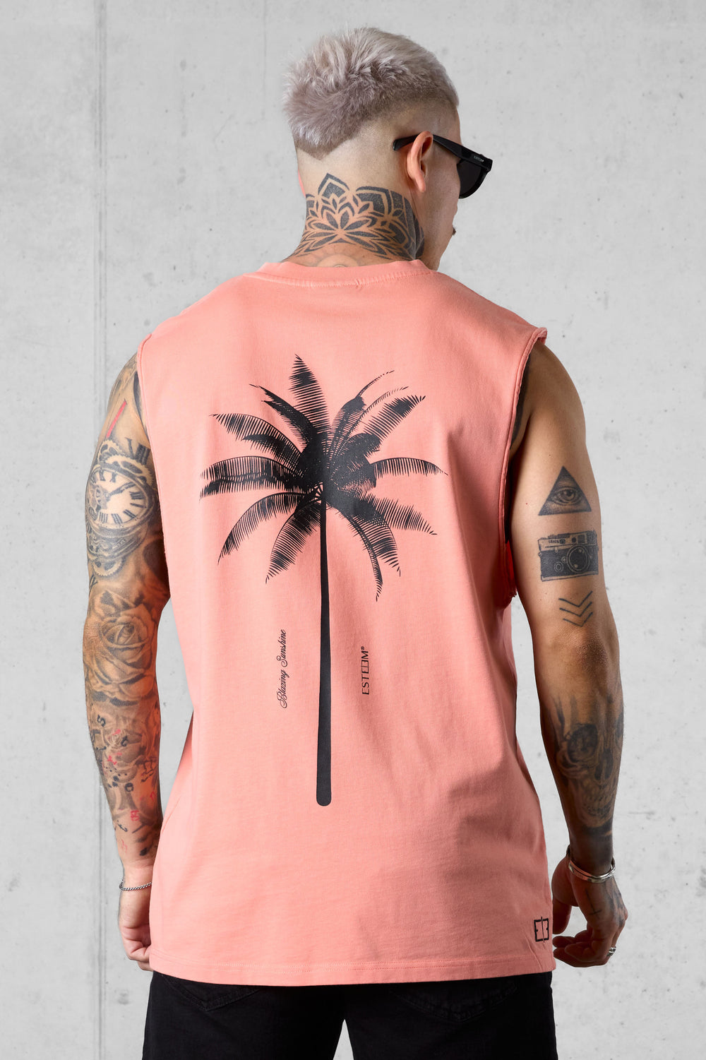 BURNTCORAL PALM OVERSIZED TANK TEE
