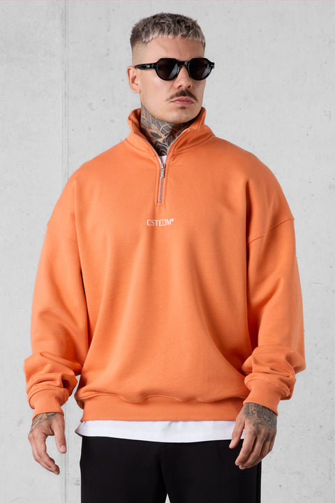 DUSTYORANGE DISCREET OVERSIZED HALFZIP SWEATER