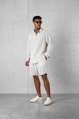 ECRU LINEN SHORTS