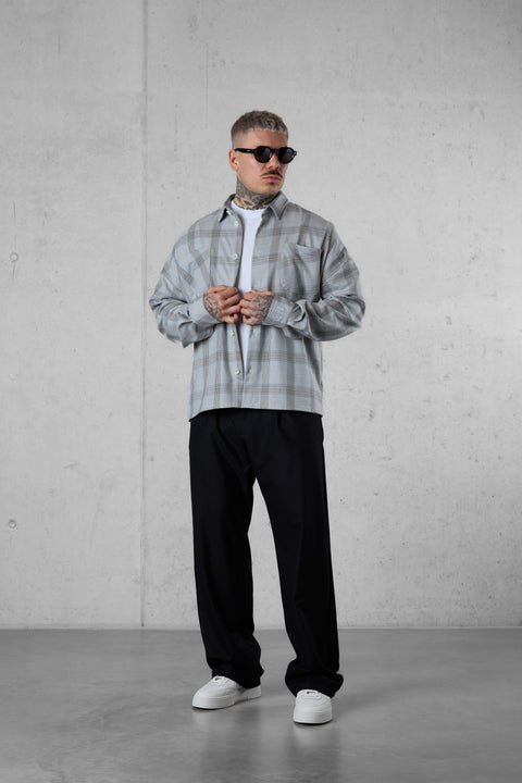 GREYBLUE PLAID OVERSIZED SHIRT