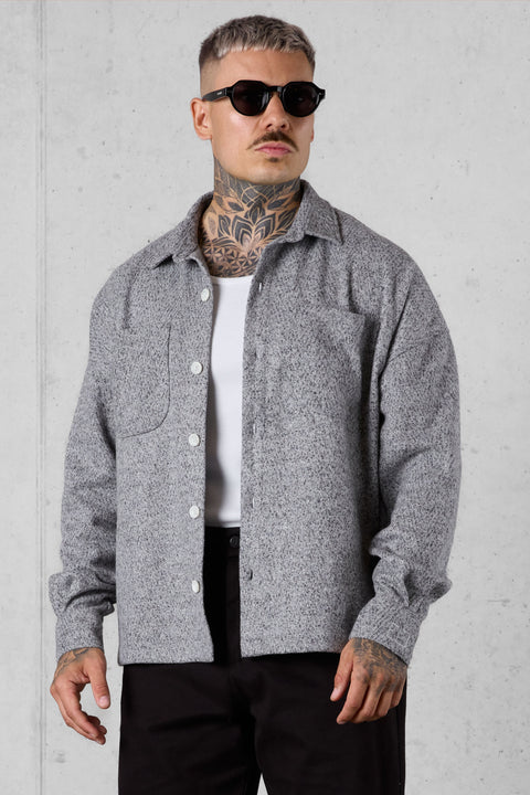 GREY HERRINGBONE OVERSIZED FLANNEL SHIRT