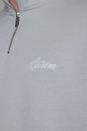 GREY SIGNATURE HALFZIP OVERSIZED SWEATER