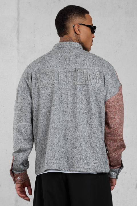 GREY/RUST PANEL OVERSIZED SHIRT