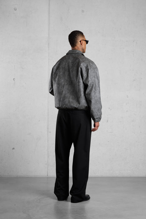 MARBLEGREY VEGAN LEATHER BOMBER JACKET