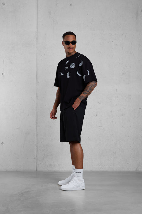 BLACK SILENT MOTION MOON OVERSIZED TEE