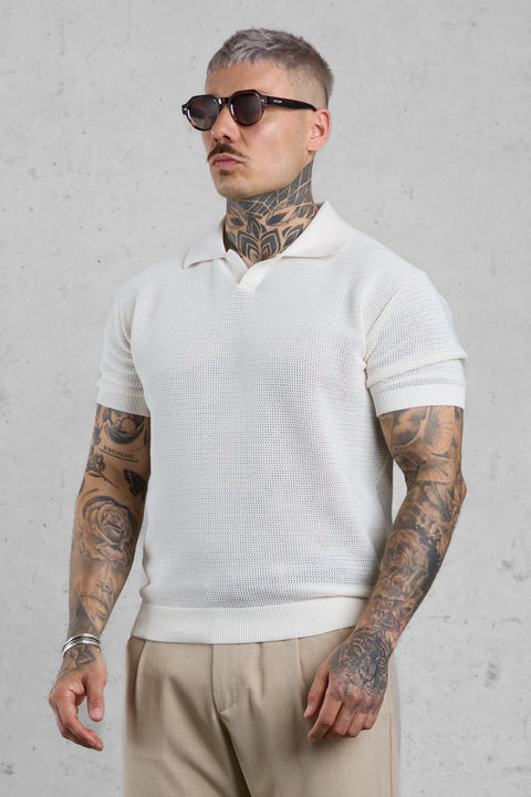 ECRU KNIT POLOSHIRT