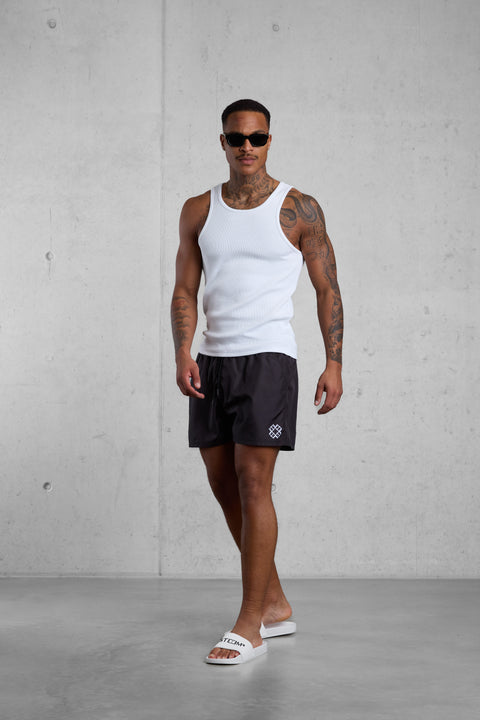 BLACK MONOGRAM SWIMSHORTS