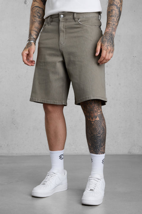 WASHED OLIVE JEANSSHORTS