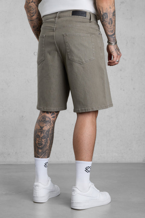 WASHED OLIVE JEANSSHORTS