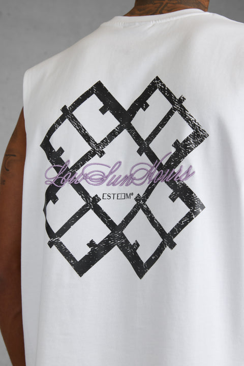 WHITE LOW SUN HOURS OVERSIZED TANK TEE