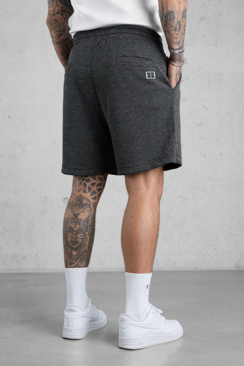 BLACK TEXTURED SHORTS