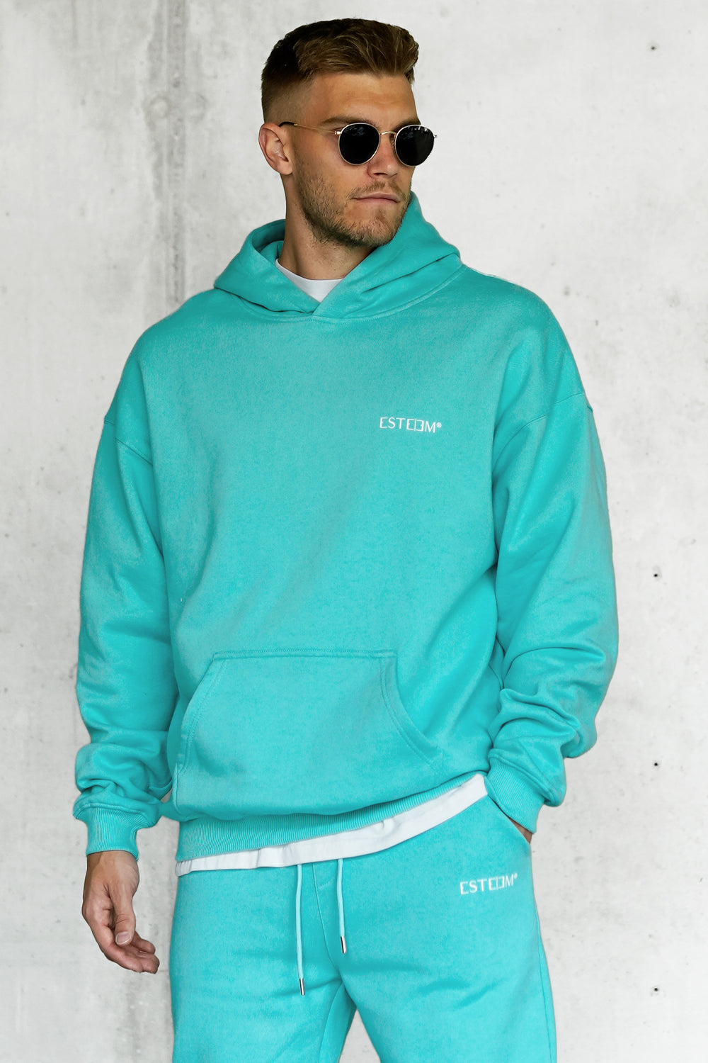 TURQUOISE DISCREET OVERSIZED HOODIE