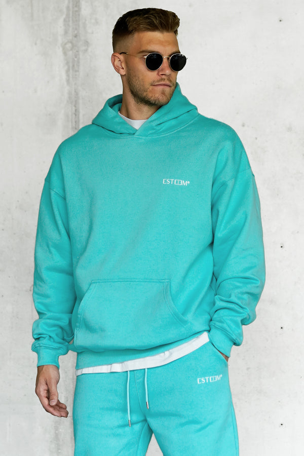 TURQUOISE DISCREET OVERSIZED HOODIE