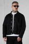 WASHED BLACK CONTRAST JEANS JACKET