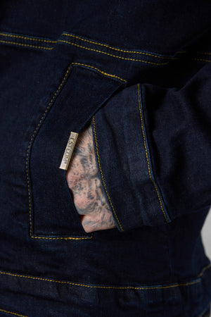 WASHED DARKBLUE CONTRAST JEANS JACKET
