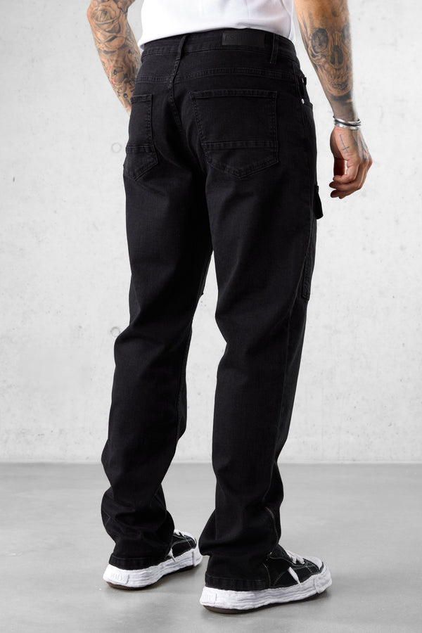 WASHED BLACK CARGO JEANS 2.0