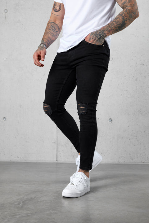 WASHED BLACK DESTROYED JEANS 5.0